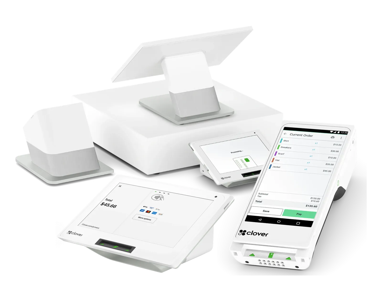 Clover Station Duo, Clover Mini and Clover Flex point of sale devices