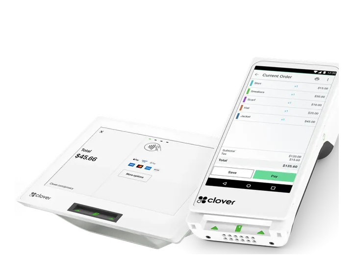 Clover Mini countertop POS and Clover Flex handheld POS