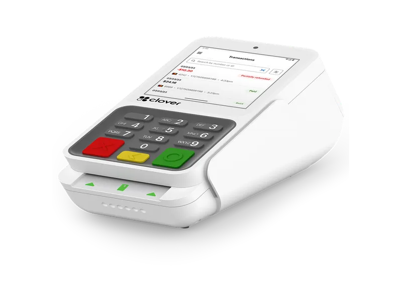 Clover Compact small countertop payment terminal with a PIN pad and printer