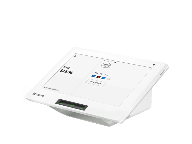 Clover Mini all-in-one countertop POS with an 8-inch screen and built-in printer